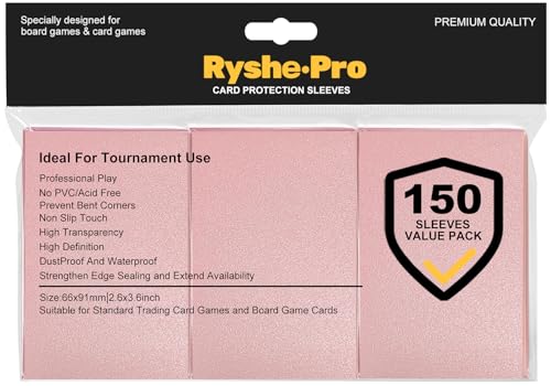 RyshePro 150 Pink Card Sleeves - 66x91mm Standard Size for MTG, PTCG, Baseball & Sports Cards - Anti-Slip, Acid-Free Protection