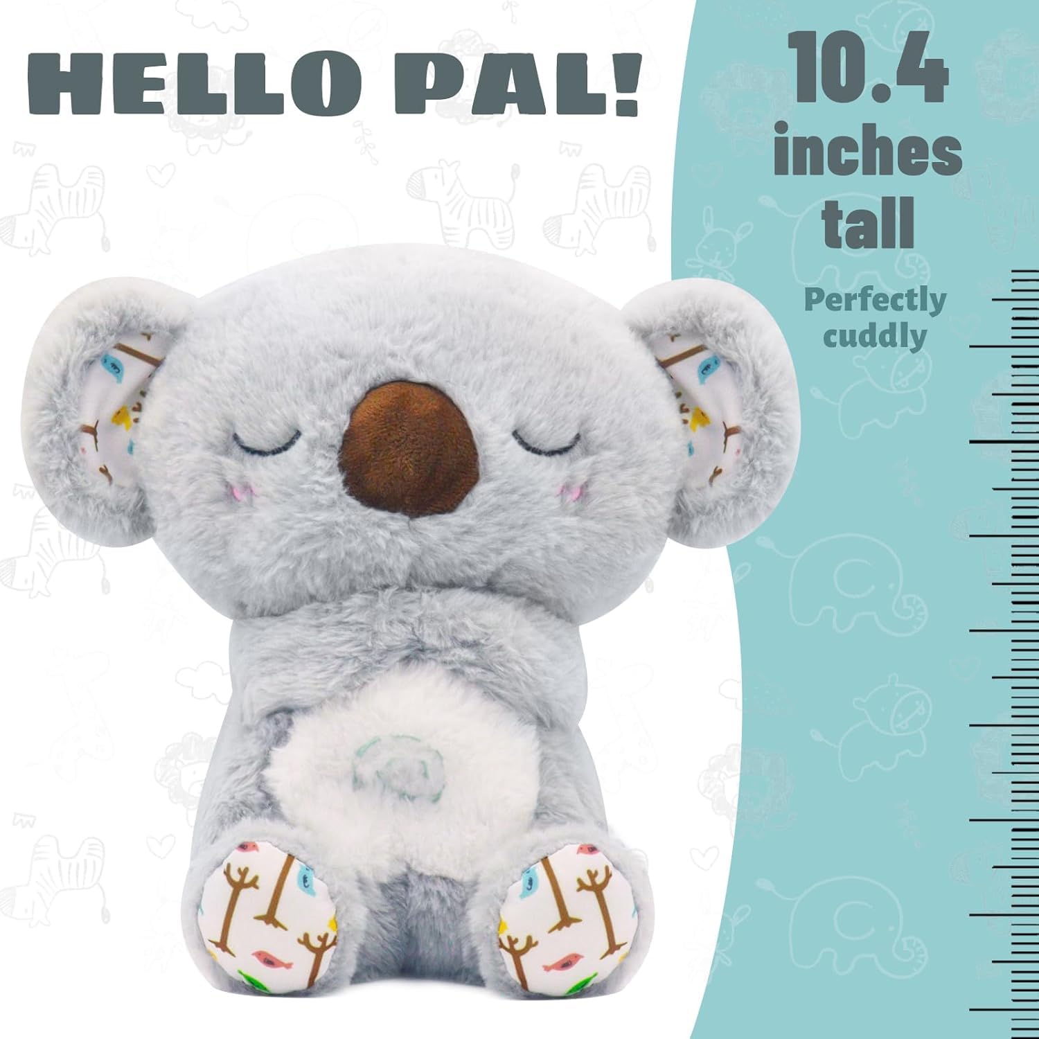 rytopt Breathing Stuffed Animal Koala – Simulated Breathing, 4 Speeds, Volume Control, Music & Light, Soft Plush Toy, 9.4 Inches