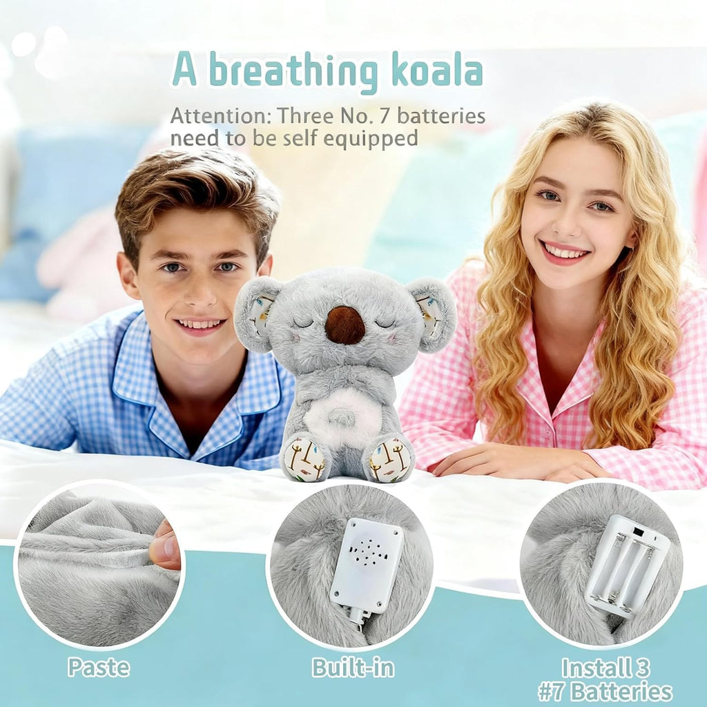 rytopt Breathing Stuffed Animal Koala – Simulated Breathing, 4 Speeds, Volume Control, Music & Light, Soft Plush Toy, 9.4 Inches