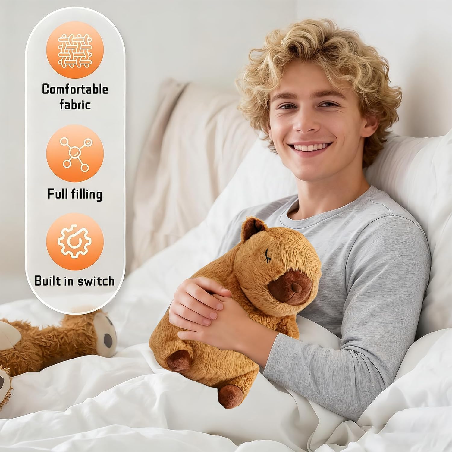 rytopt Breathing Stuffed Animal with Simulated Breathing Sounds, 4 Speeds, Volume Control, Music & Lights - 9.06 Inch Portable Plush Toy