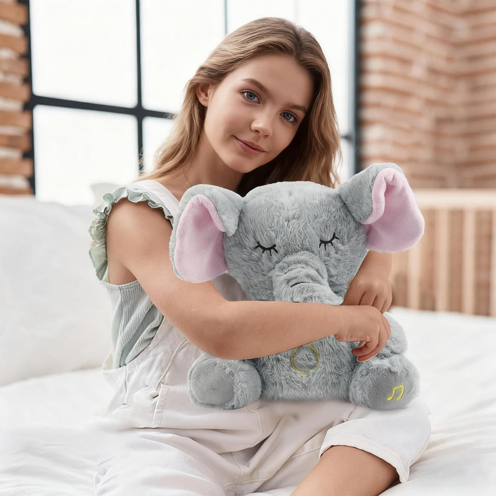 rytopt Breathing Stuffed Elephant – Simulated Breathing Sounds, 4 Speed Settings, Soft Plush Toy