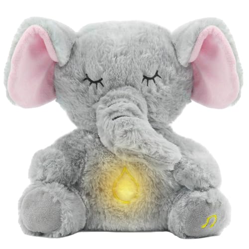 rytopt Breathing Stuffed Elephant – Simulated Breathing Sounds, 4 Speed Settings, Soft Plush Toy