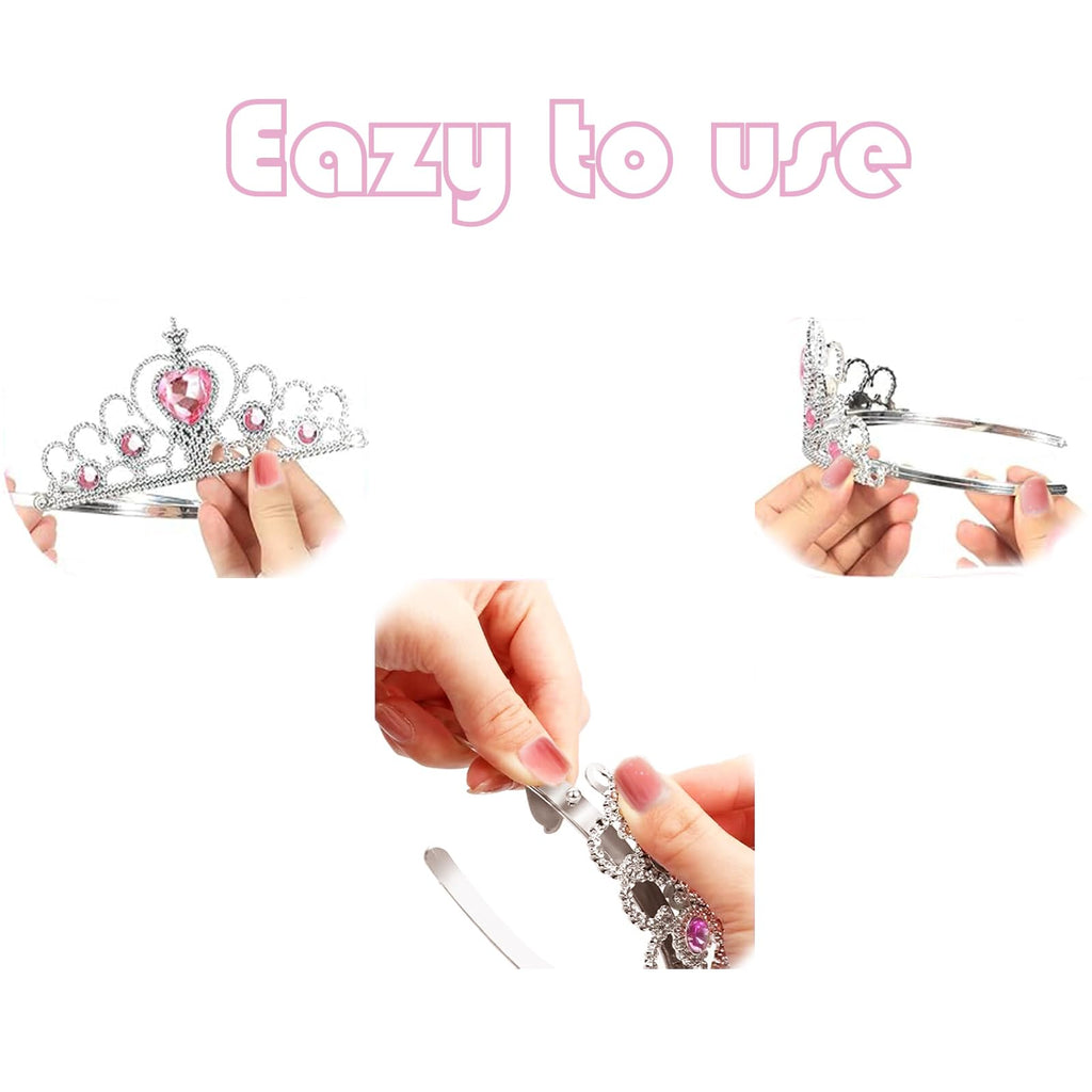 S & E TEACHER'S EDITION 8-Piece Princess Tiara Set – Sparkly Crowns for Girls, Birthday Party Favors & Goodie Bag Fillers (8 Colors)