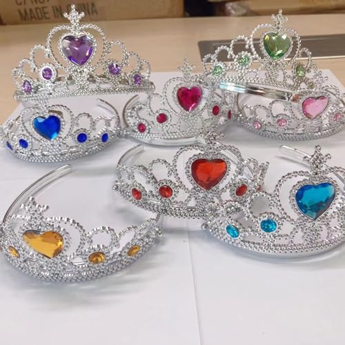 S & E TEACHER'S EDITION 8-Piece Princess Tiara Set – Sparkly Crowns for Girls, Birthday Party Favors & Goodie Bag Fillers (8 Colors)