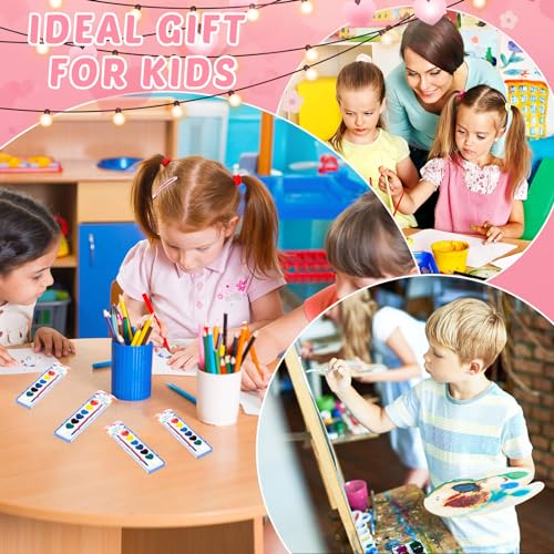Sabary 24-Pack Watercolor Paint Set for End-of-School Gifts (Heart Theme) with Cards