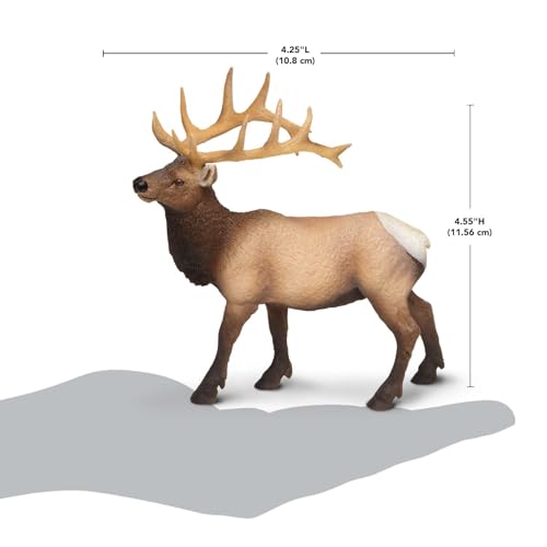 Safari Ltd. Elk Bull Figurine, Hand-Painted Plastic Model – 4.75 Inches Tall, Ages 3+