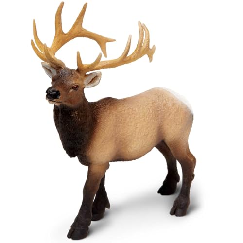 Safari Ltd. Elk Bull Figurine, Hand-Painted Plastic Model – 4.75 Inches Tall, Ages 3+