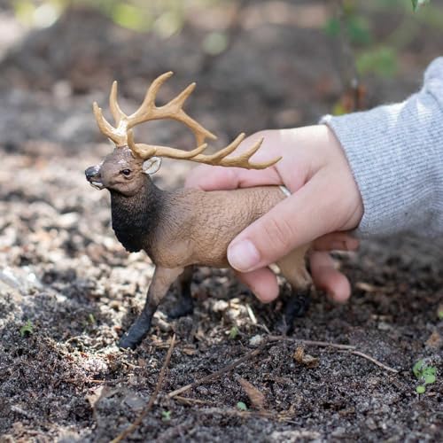 Safari Ltd. Elk Bull Figurine, Hand-Painted Plastic Model – 4.75 Inches Tall, Ages 3+