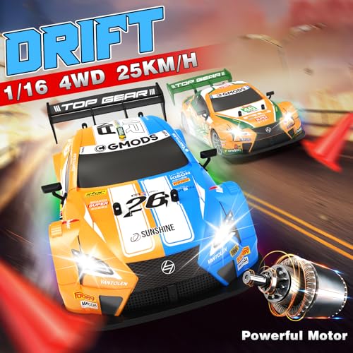 Sakeye 1/16 RC Drift Car 4WD 25KM/H High Speed with Colorful Lights and 2.4GHz Remote