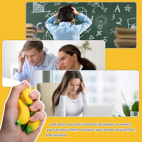 SALACOOL 15 Pack Banana Stress Toys - Stretchy PU Squeeze Balls for Stress Relief, Party Favors, Classroom Rewards (2.36 Inch)