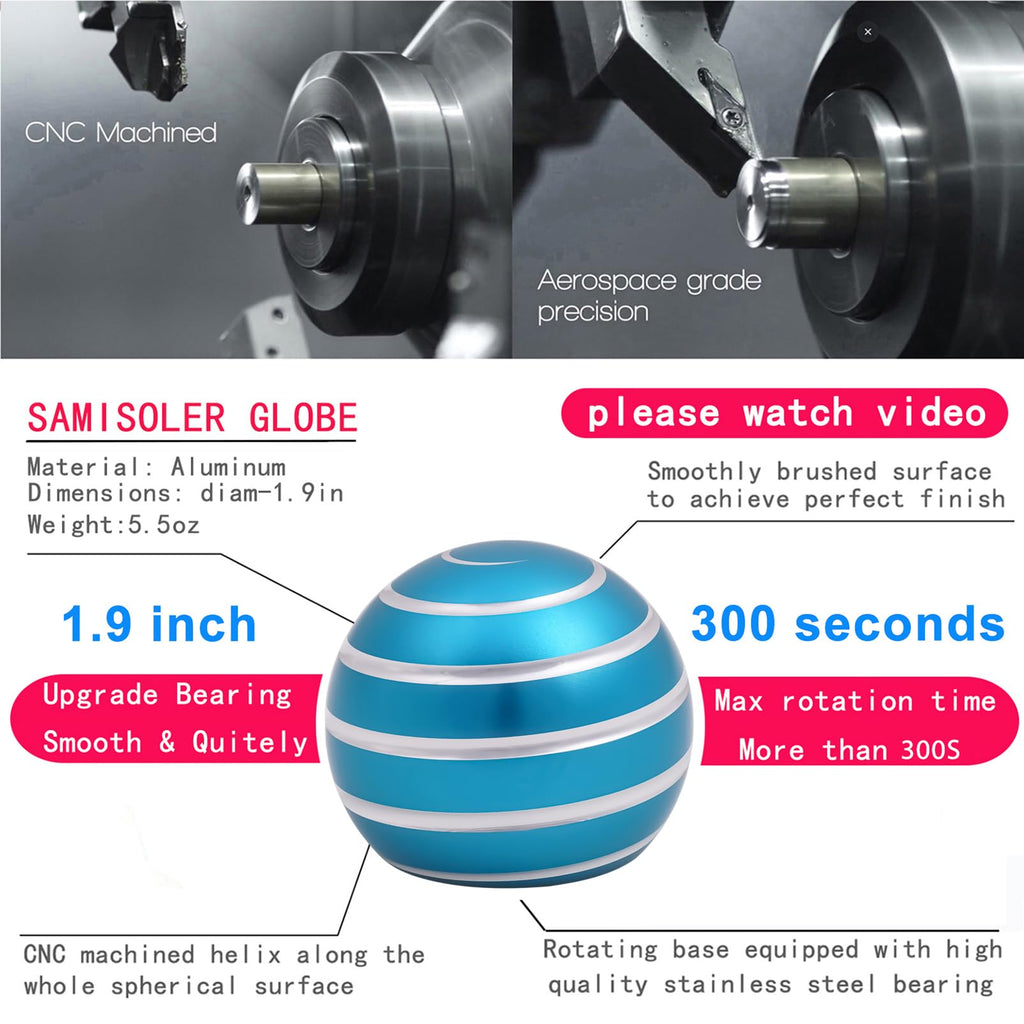 samisoler Aluminum Spinning Top Desk Toy – Optical Illusion Stress Relief, Spins Up to 300 Seconds