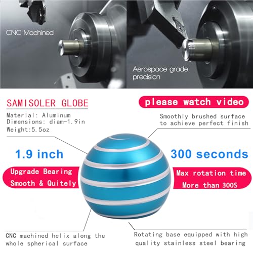 samisoler Aluminum Spinning Top Desk Toy – Optical Illusion Stress Relief, Spins Up to 300 Seconds