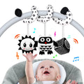 SAMMAS Baby Spiral Stroller Toy for 0-6 Months – Black & White Owl with Rattles and Squeaker