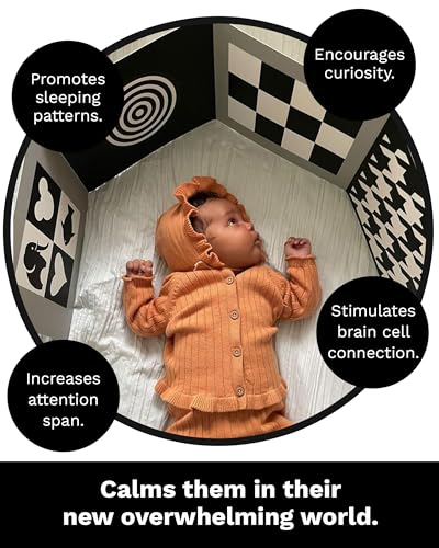 Samuel Sensory Black and White Board for Babies – 100cm Fold-Out High Contrast Tummy Time Toy for Newborns 0-3 Months