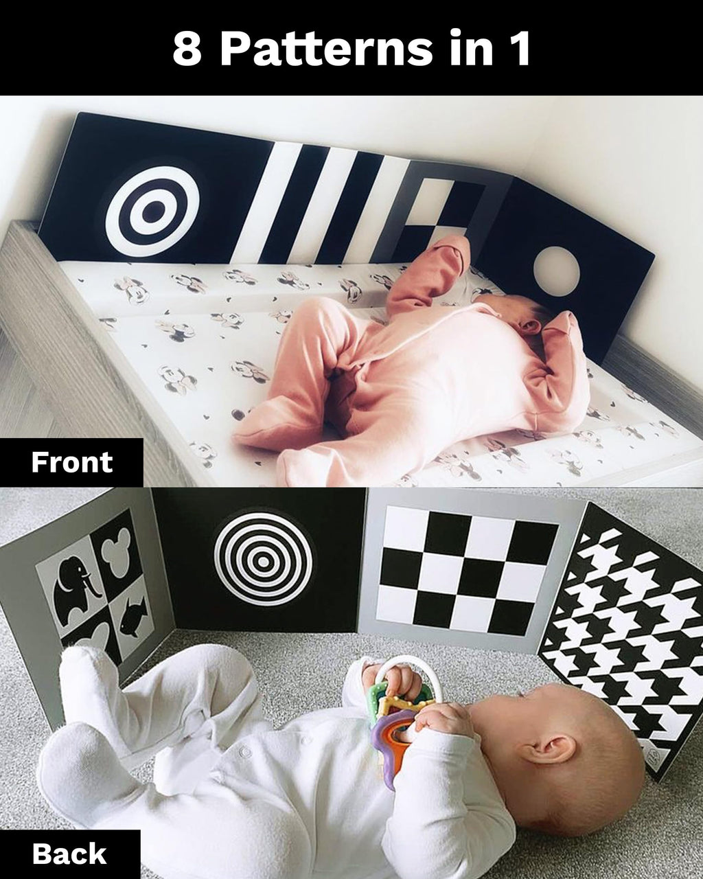 Samuel Sensory Black and White Board for Babies – 100cm Fold-Out High Contrast Tummy Time Toy for Newborns 0-3 Months