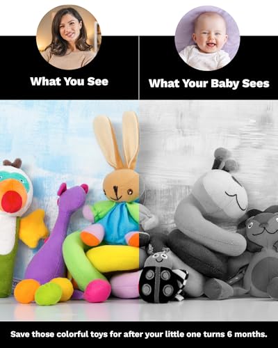 Samuel Sensory Supersized Black and White Board for Babies - 100cm Fold-Out High Contrast Tummy Time Cards with 8 Patterns