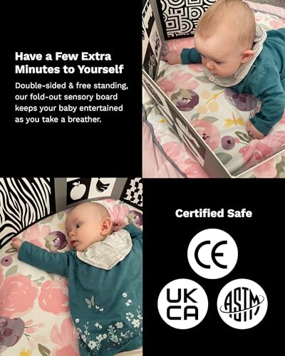 Samuel Sensory Supersized Black and White Board for Babies - 100cm Fold-Out High Contrast Tummy Time Cards with 8 Patterns