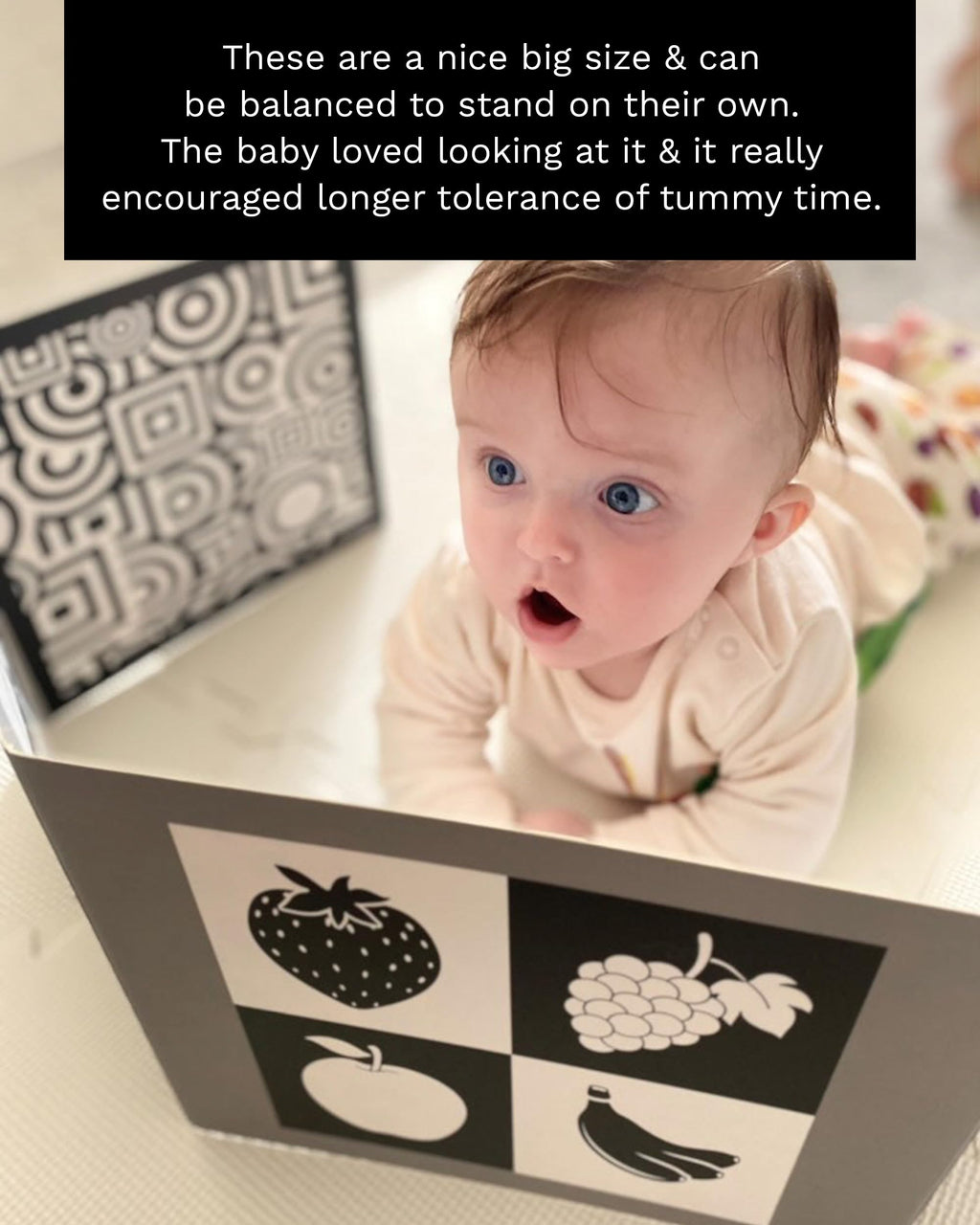 Samuel Sensory Supersized Black and White Board for Babies - 100cm Fold-Out High Contrast Tummy Time Cards with 8 Patterns
