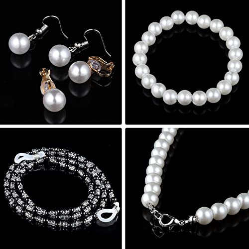 Sanfenly 14-Piece Grandma Costume Set: Granny Wig, Glasses, Faux Pearl Jewelry & Hair Rollers