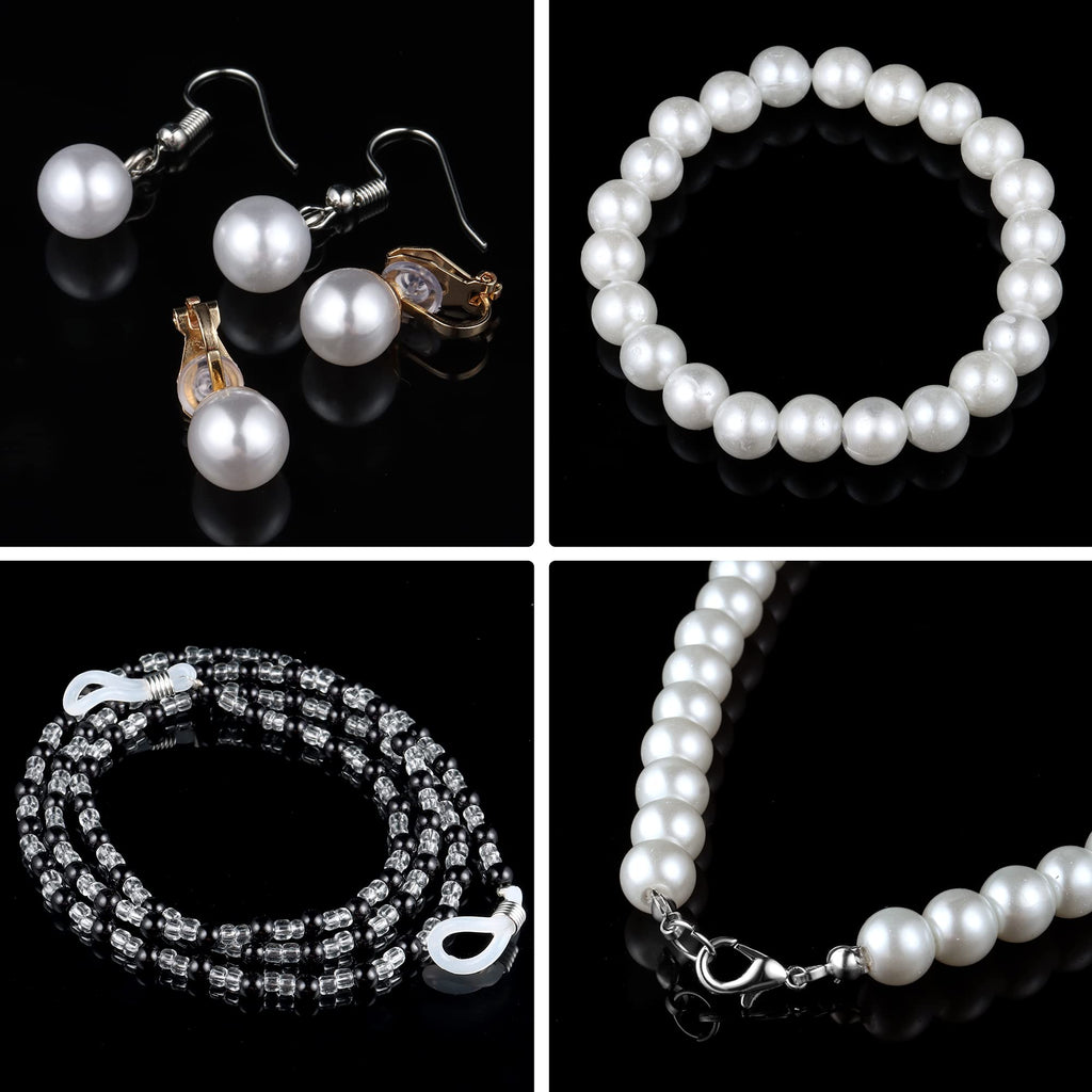 Sanfenly 14-Piece Grandma Costume Set: Granny Wig, Glasses, Faux Pearl Jewelry & Hair Rollers