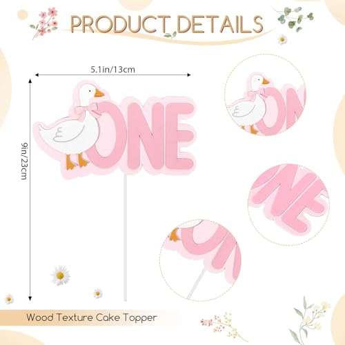 Sanixin Goose 1st Birthday Party Decoration Set – Highchair Banner, Hat & Cake Topper