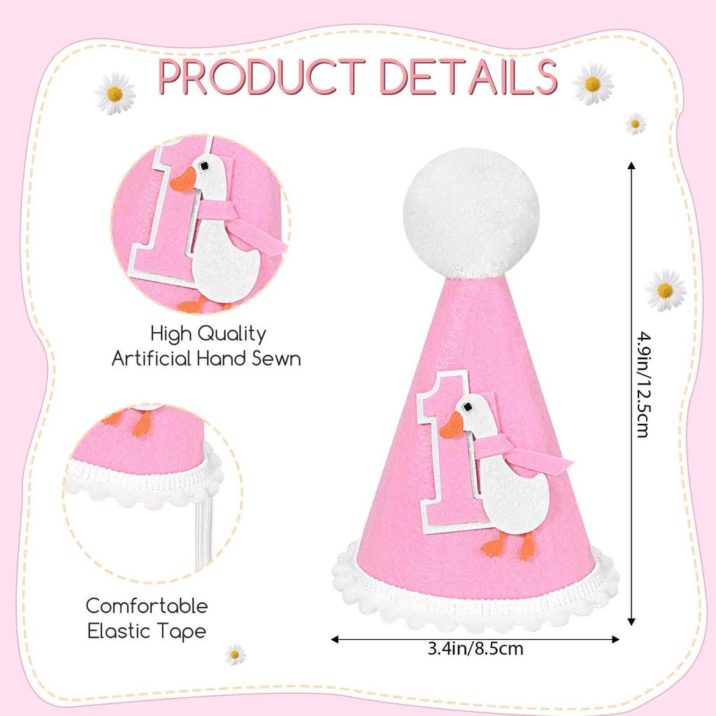 Sanixin Goose 1st Birthday Party Decoration Set – Highchair Banner, Hat & Cake Topper