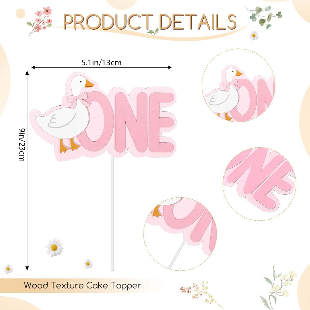 Sanixin Goose 1st Birthday Party Decoration Set – Highchair Banner, Hat & Cake Topper