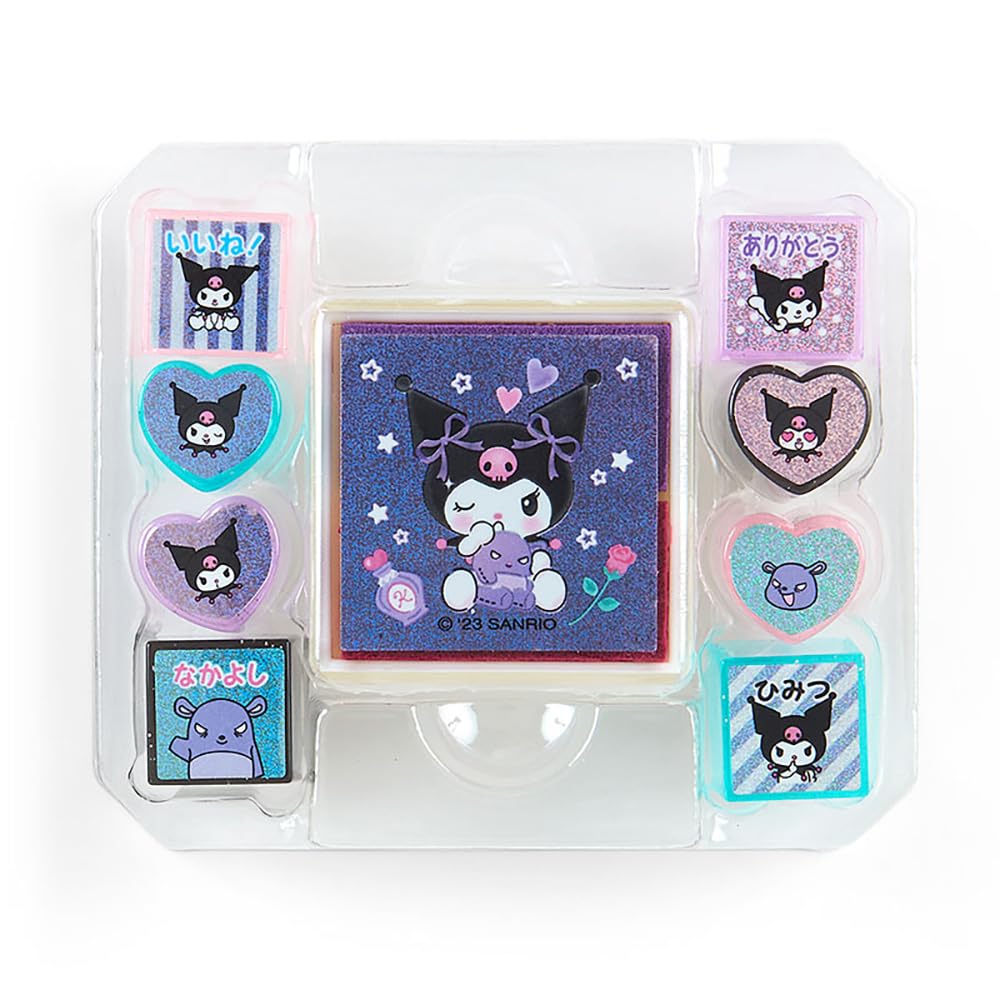 Sanrio Chrome Stamp Set with Kuromi Character – Plastic Stamps in Jewelry Box