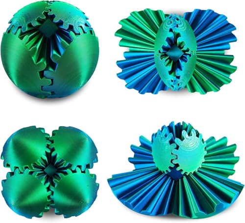 SANSGOUP Gear Sphere 3D Printed Fidget Toy – Steampunk Whirling Wonder Gear Ball (Green)