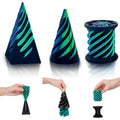 SANSGOUP Impossible Cone (3 Pack) – 3D Printed Spiral Cone Fidget Toy, Passthrough Sculpture, Laser Blue Green
