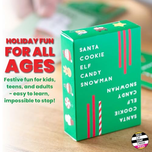 Santa Cookie Elf Candy Snowman Christmas Edition Card Game – Fast-Paced Holiday Fun for Families, Kids, Teens, and Adults (2-8 Players)