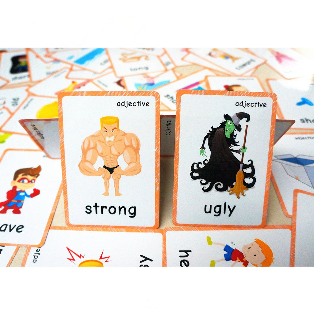 SANTSUN 47 Adjectives Flashcards for Toddlers – Mini Size, with Rings, for Pre-K & ESL