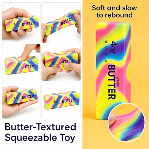 SANTVOLO 3-Piece Slow-Rising Butter Squishy Toy Set – Soft Stress Relief Fidget Gadget with Butter Scent