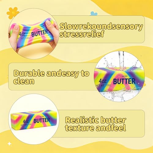 SANTVOLO 3-Piece Slow-Rising Butter Squishy Toy Set – Soft Stress Relief Fidget Gadget with Butter Scent