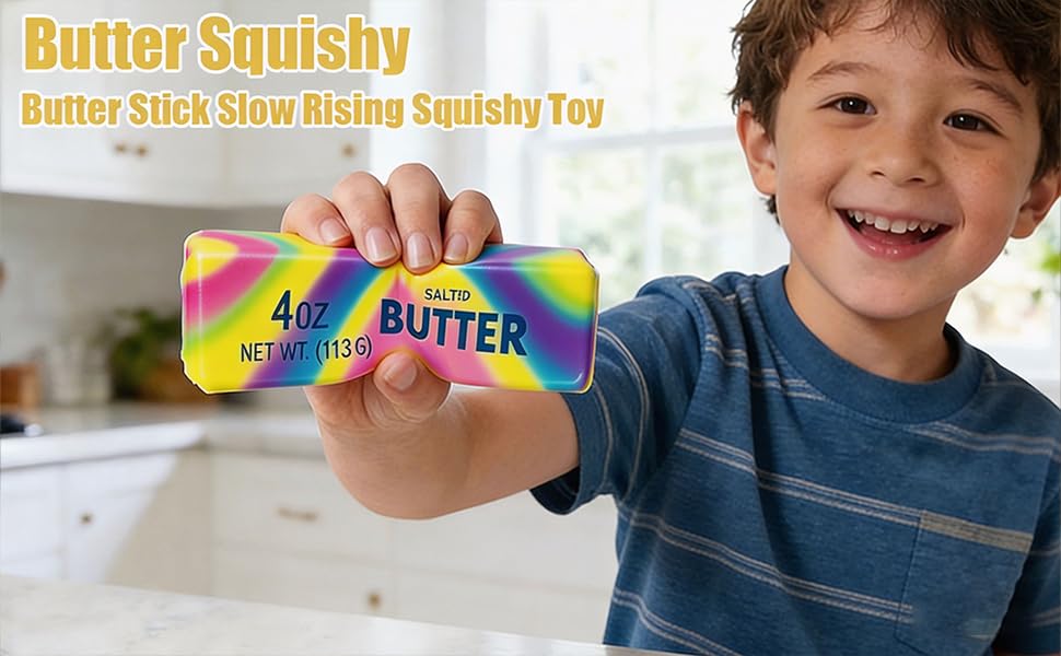 SANTVOLO 3-Piece Slow-Rising Butter Squishy Toy Set – Soft Stress Relief Fidget Gadget with Butter Scent