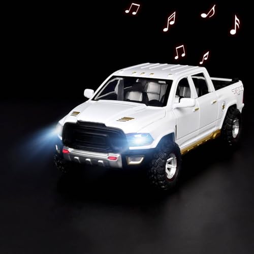 SASBSC 1:32 Scale Diecast Metal Pickup Truck Toy with Lights and Sound, Pull Back Action for Kids Ages 3-8