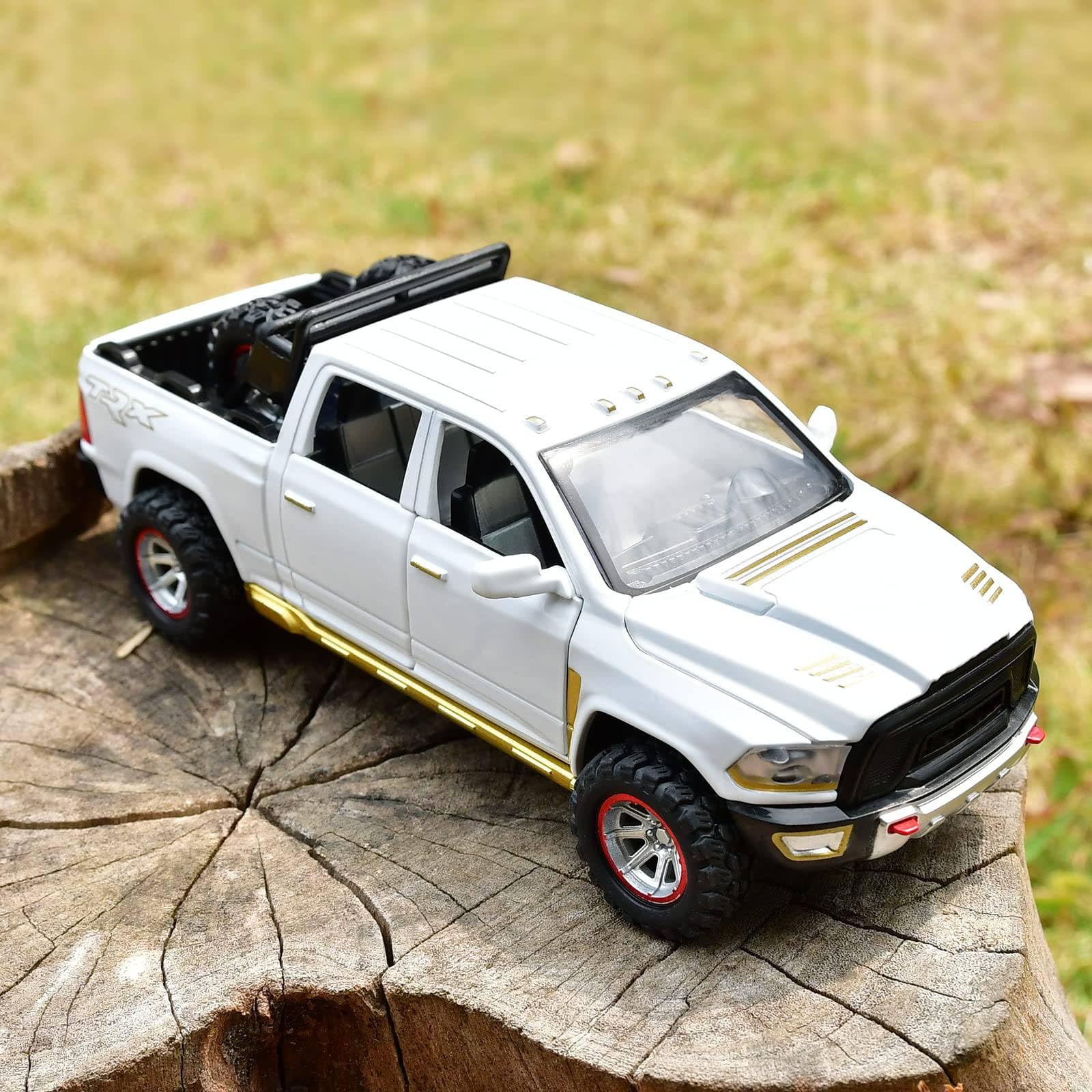 SASBSC 1:32 Scale Diecast Metal Pickup Truck Toy with Lights and Sound, Pull Back Action for Kids Ages 3-8