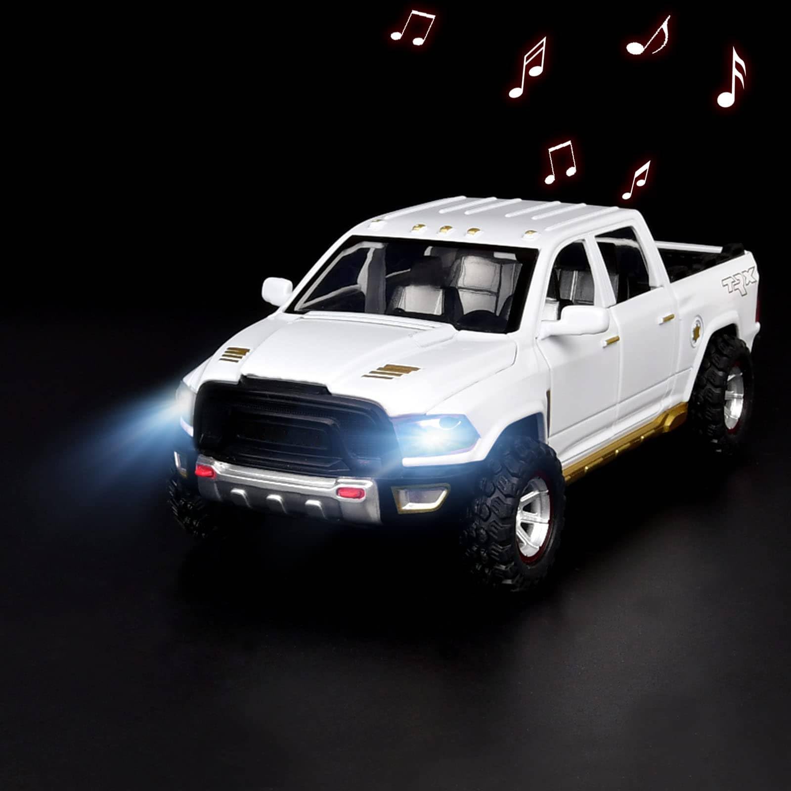 SASBSC 1:32 Scale Diecast Metal Pickup Truck Toy with Lights and Sound, Pull Back Action for Kids Ages 3-8