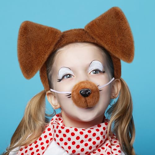 SATINIOR Puppy Dog Costume Set – Ears Headband, Nose, Bow Tie, and Tail for Halloween Cosplay