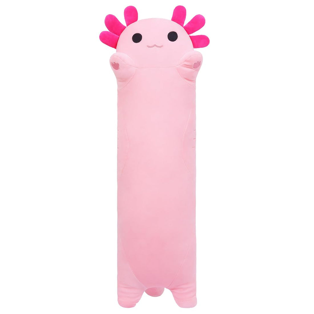 Sausudols Long Axolotl Plush 19.6" – Ultra Soft Body Pillow for Kids, Cute Stuffed Animal Toy Gift Pink