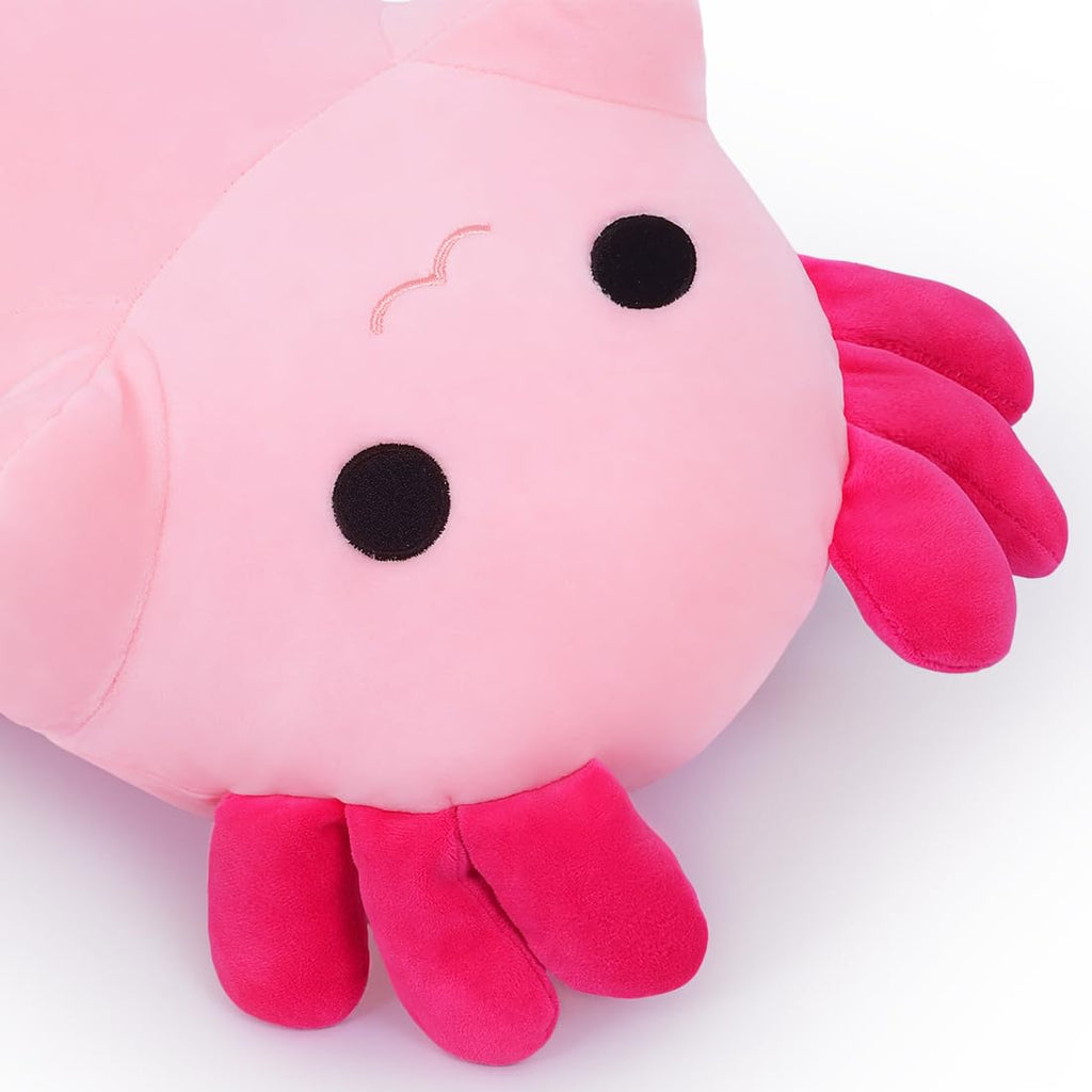 Sausudols Long Axolotl Plush 19.6" – Ultra Soft Body Pillow for Kids, Cute Stuffed Animal Toy Gift Pink