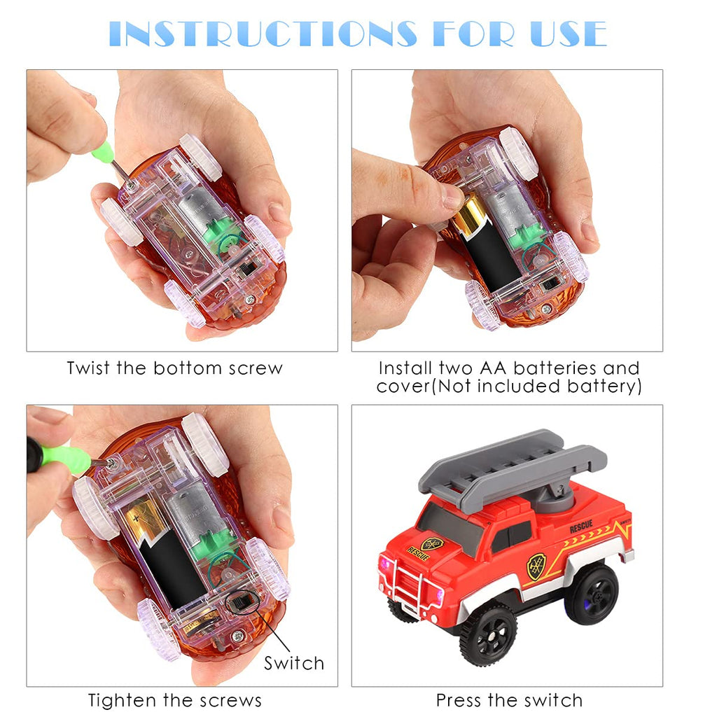 Save Unicorn 3-Pack LED Replacement Cars for Magic Tracks – Glow in the Dark, Compatible with Most Tracks, Includes Screwdriver