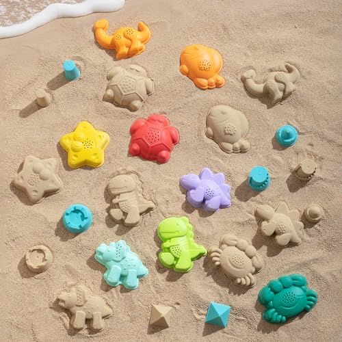 Sawaruita 41-Piece Beach Toy Set with Collapsible Bucket, Shovels, and Mesh Bag for Kids Ages 3-10
