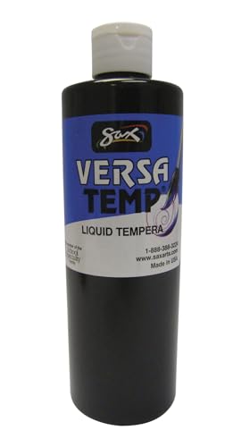 Sax Versatemp Heavy-Bodied Tempera Paint - Black, 1 Pint, Non-Toxic, Works on Glass & Plastic
