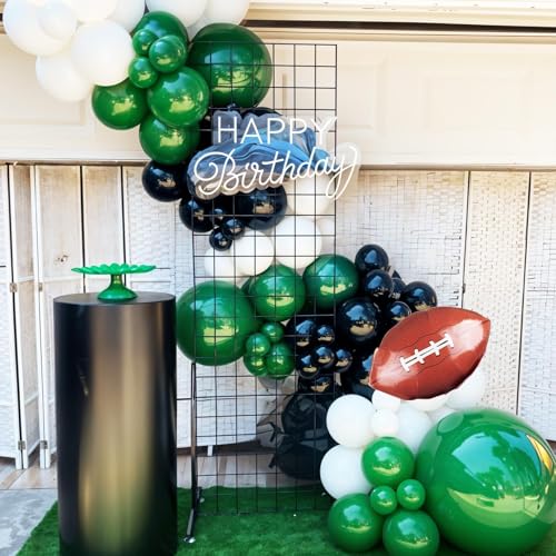 Saxuxu Football Balloon Arch Kit - 102 Balloons in Dark Green, Brown, White, Black for Sport Birthday Party Decor