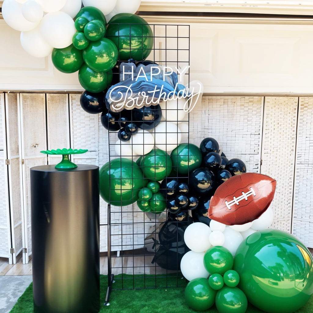 Saxuxu Football Balloon Arch Kit - 102 Balloons in Dark Green, Brown, White, Black for Sport Birthday Party Decor