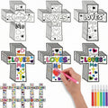 Saysurey Christian Cross Magnet Craft Kit for Kids - 30 DIY Color Your Own Jesus Loves Me Ornaments for Sunday School & VBS