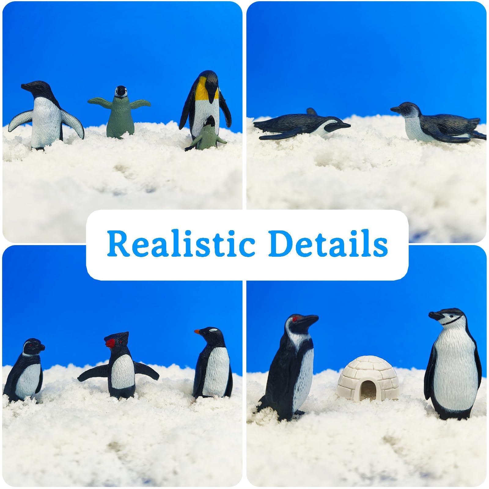 SCAHOW 11-Piece Penguin Figurines Set with Igloo – Realistic Plastic Arctic Animals for Kids, Cake Toppers, and Educational Play