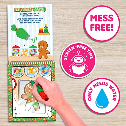 Scentco Holiday Water Magic 2-Pack: Candy Cane & Gingerbread Scented Reusable Water Reveal Activity Books