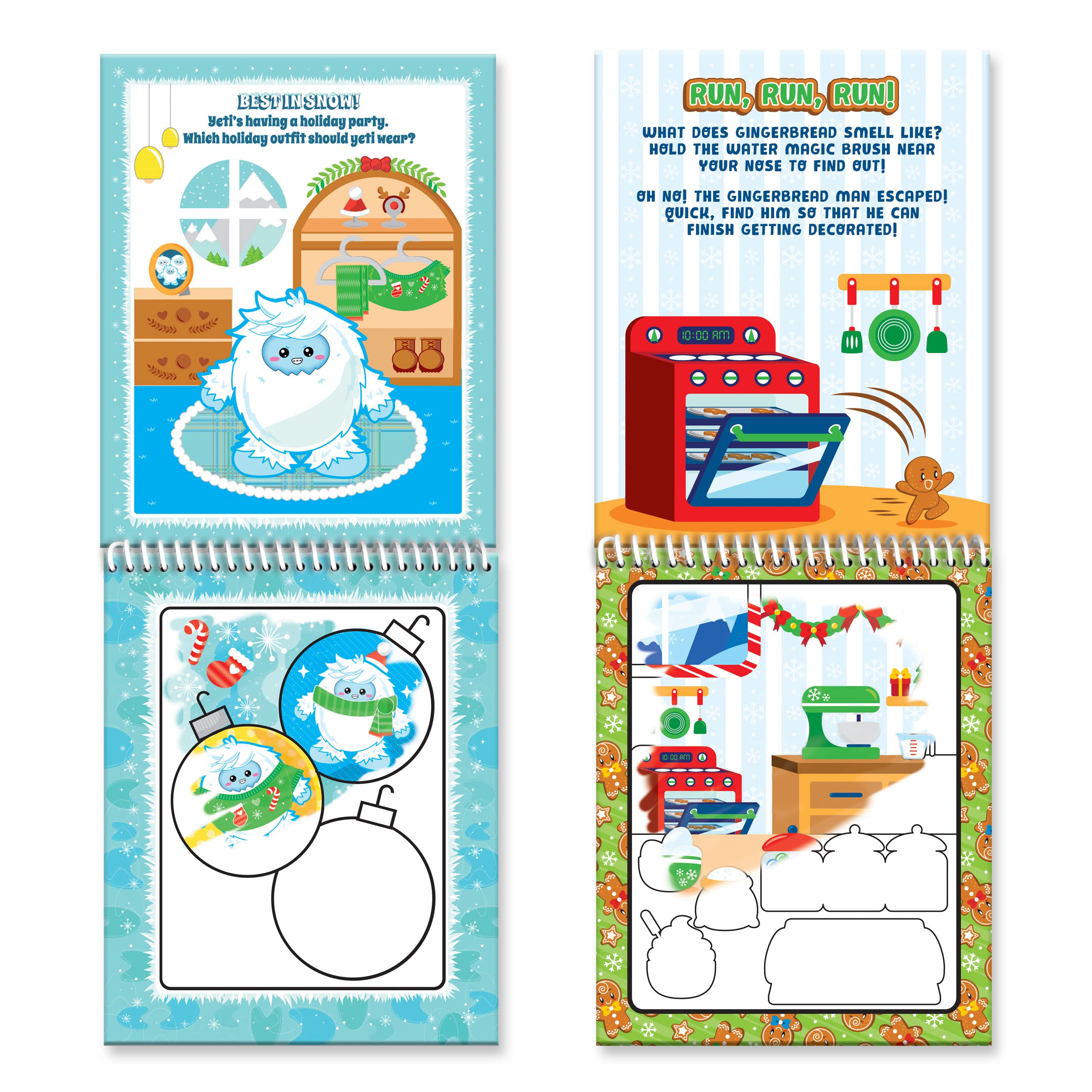 Scentco Holiday Water Magic 2-Pack: Candy Cane & Gingerbread Scented Reusable Water Reveal Activity Books